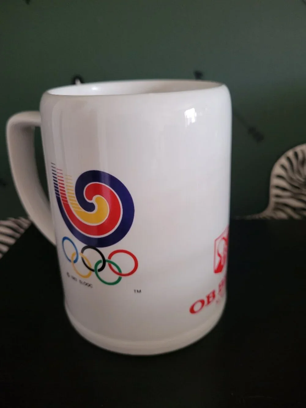 Vintage 1988 Seoul Korea Olympics OB Beer Mug Stein Hodori tiger